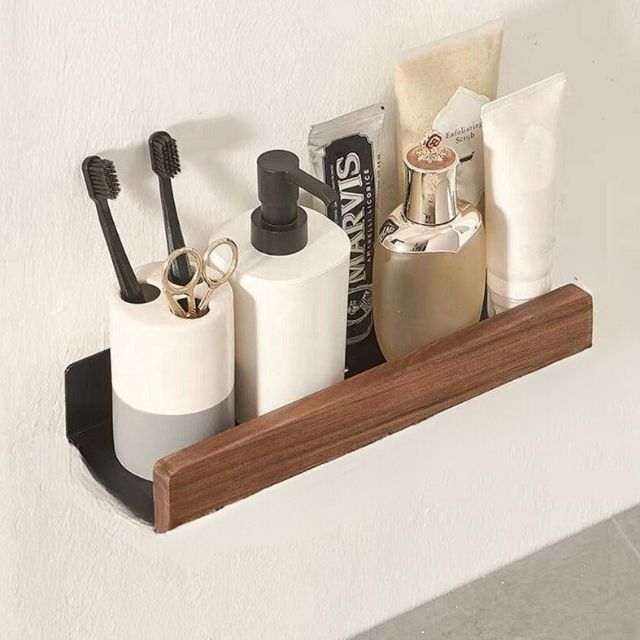 ZenLoom Bathroom Rack | Drill-Free Floating Wood Design