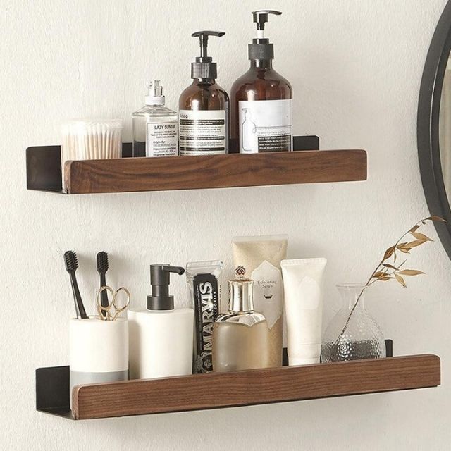 ZenLoom Bathroom Rack | Drill-Free Floating Wood Design