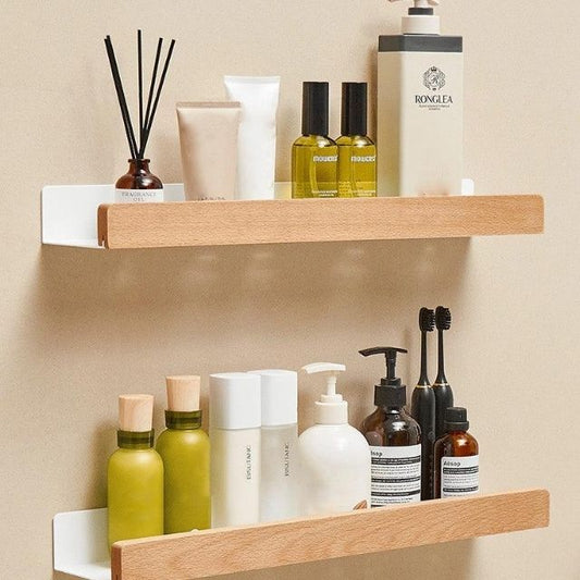 ZenLoom Bathroom Rack | Drill-Free Floating Wood Design