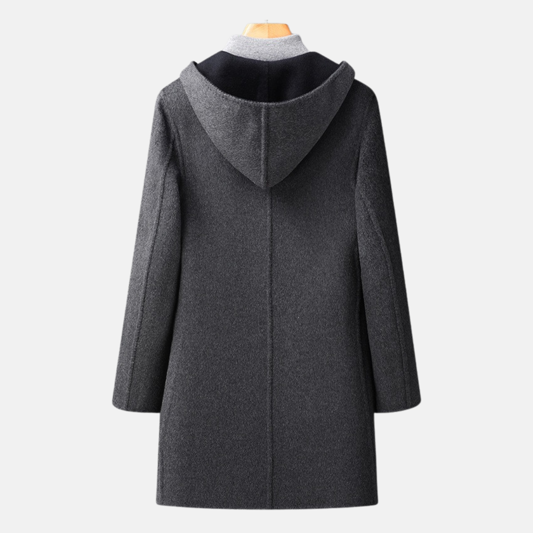 Carl | Men’s Reversible Wool Mid-Thigh Coat with Hood