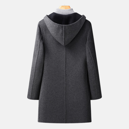 Carl | Men’s Reversible Wool Mid-Thigh Coat with Hood