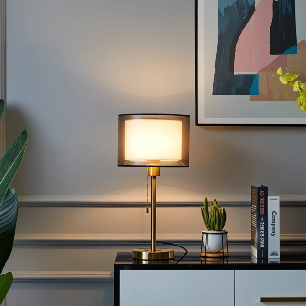 Veloura Duo | Vintage-Inspired Bedroom Lamp with Double Fabric Shade