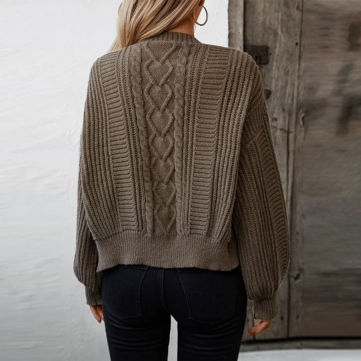 Diana | Women’s Cable Knit V-Neck Wool Cardigan with Button