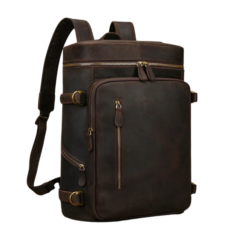 Rustic Tan | Unisex Leather Laptop Backpack with Versatile Carrying Options-5