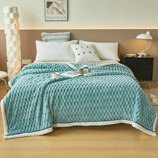 Double-Sided Velvet Blanket | Soft Coral Throw for Sofa & Bed Warmth