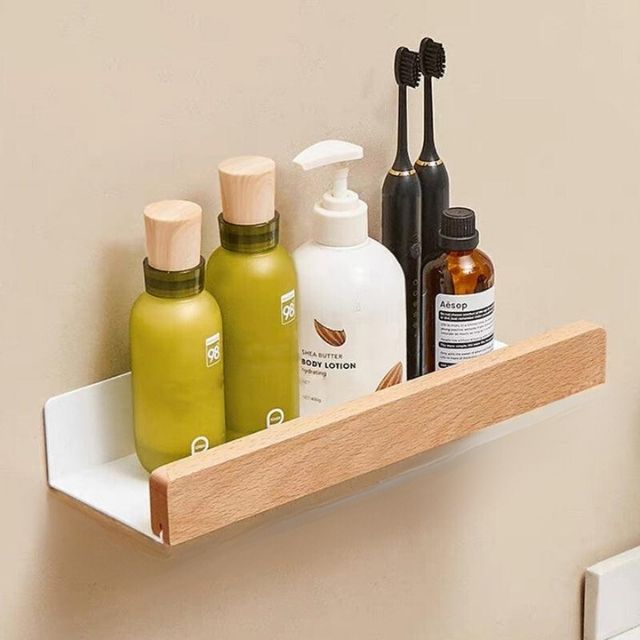 ZenLoom Bathroom Rack | Drill-Free Floating Wood Design
