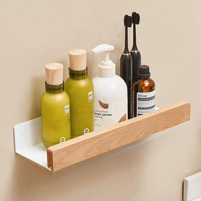 ZenLoom Bathroom Rack | Drill-Free Floating Wood Design