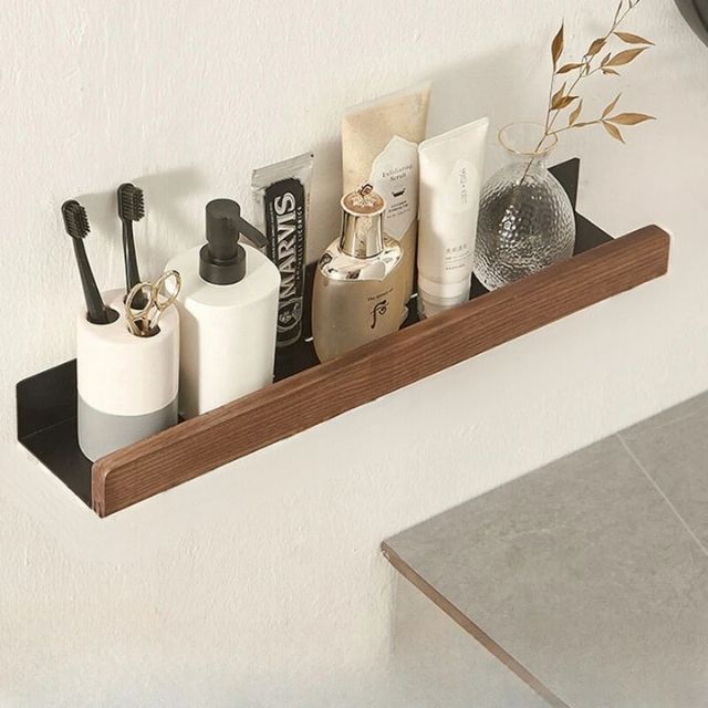 ZenLoom Bathroom Rack | Drill-Free Floating Wood Design