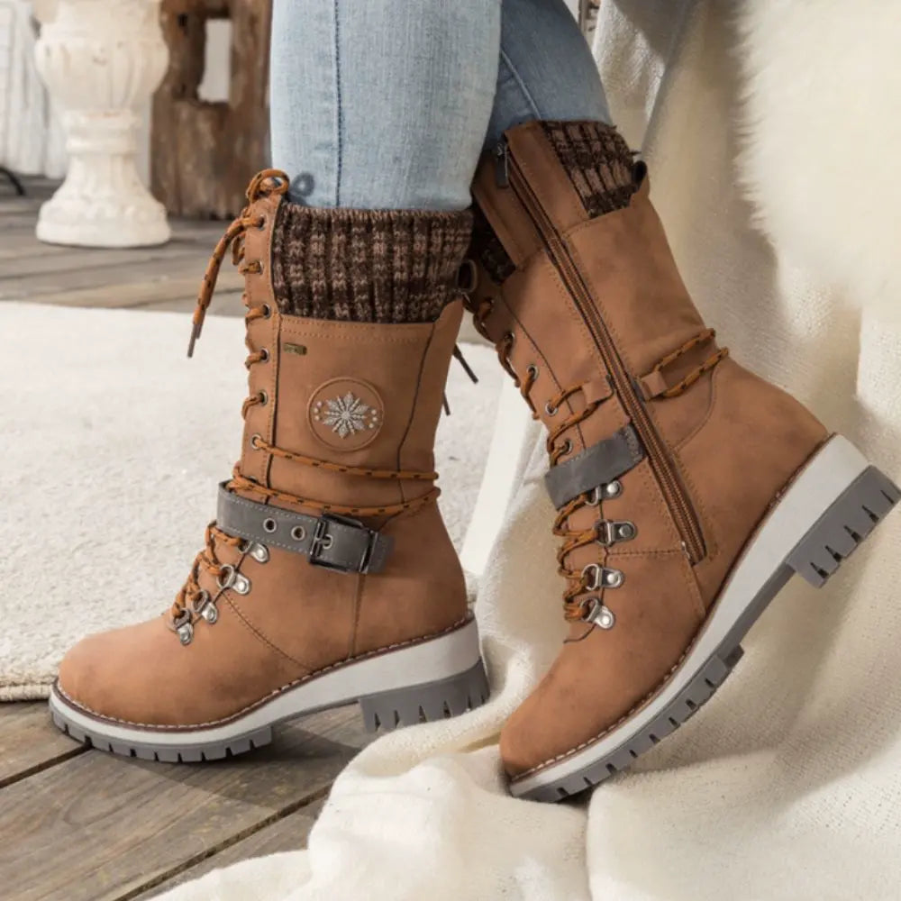 Sophie | Women’s Leather Winter Boots with Lace-Up Closure