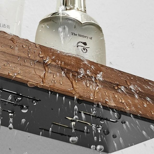 ZenLoom Bathroom Rack | Drill-Free Floating Wood Design