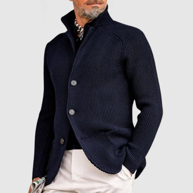 Caleb | Men’s Cable Knit Cardigan with Shawl Collar and Button