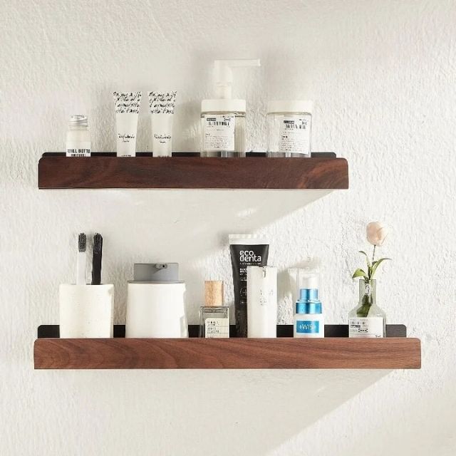ZenLoom Bathroom Rack | Drill-Free Floating Wood Design