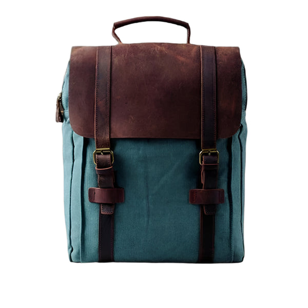 Variant image for Harlan | Leather Laptop Backpack with Durable Canvas and Organized Storage-4