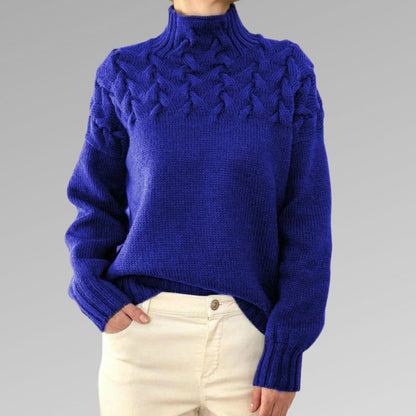 Lily | Women’s Relaxed Fit Cable Knit Wool Turtleneck Sweater
