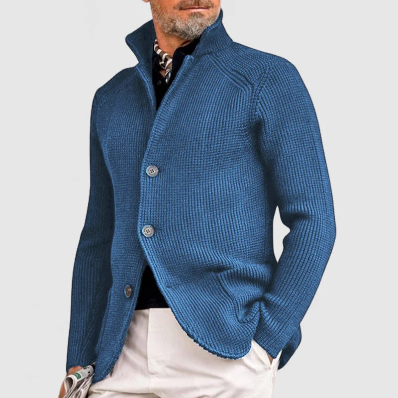 Caleb | Men’s Cable Knit Cardigan with Shawl Collar and Button