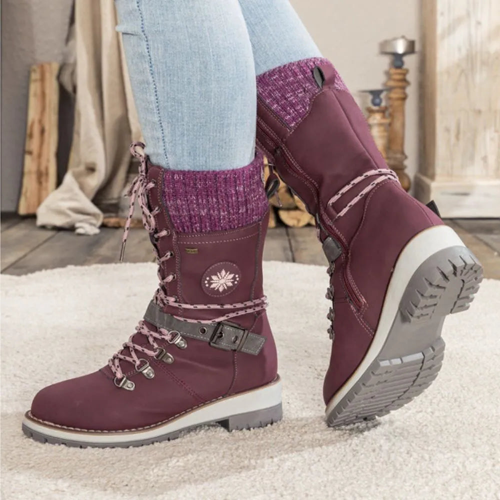 Sophie | Women’s Leather Winter Boots with Lace-Up Closure