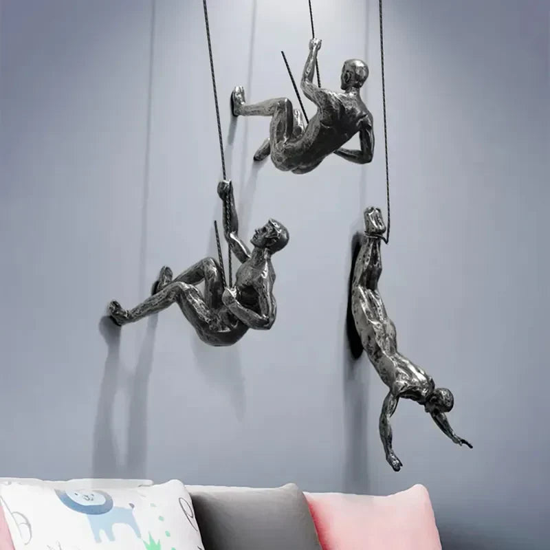 Elevate Living | GravityBold Climbing Man Wall Sculpture Set in Modern Resin