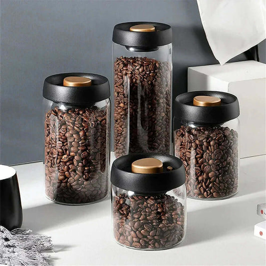 BrewVault Glass Bean Jar | Airtight Seal for Freshness & Rich Aroma Lock