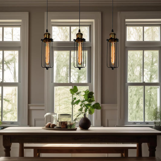 Retro Factory Look | RusticGlow Metal Cage Pendant
