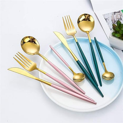 PrestigeCut 24-Piece | Gold & Silver Stainless Steel Dining Collection
