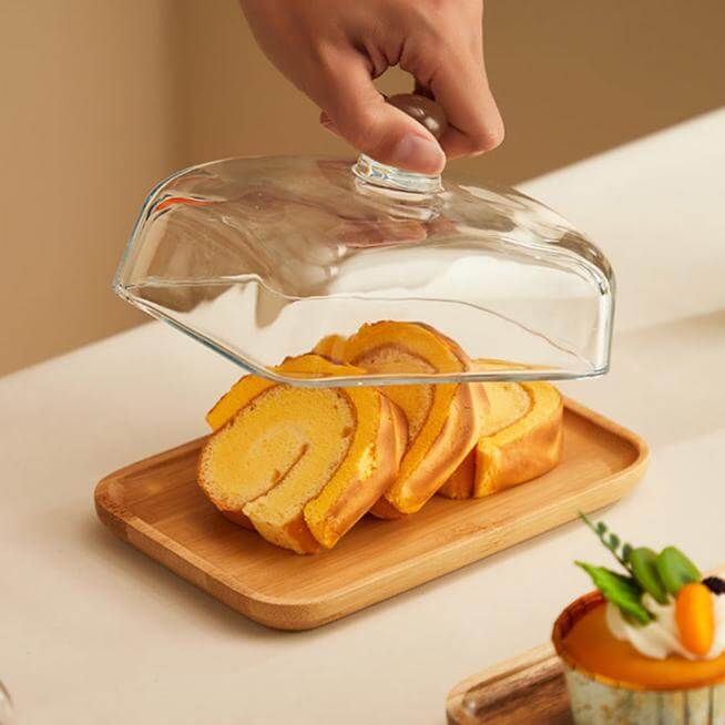 Tray Butter Dish | Wooden Base with Sleek Glass Lid