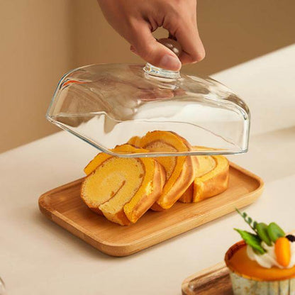 Tray Butter Dish | Wooden Base with Sleek Glass Lid