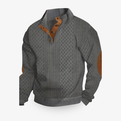 Trent | Men’s Button-Up Cable Knit Wool Sweater