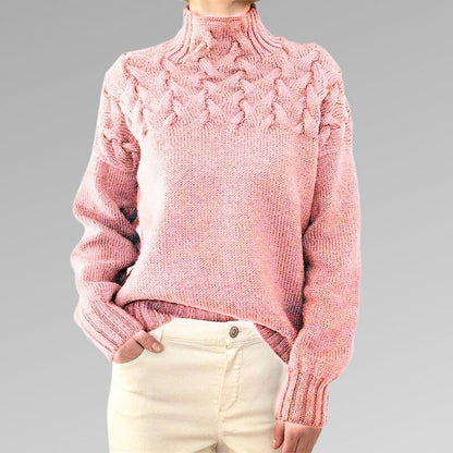 Lily | Women’s Relaxed Fit Cable Knit Wool Turtleneck Sweater