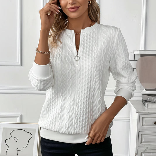 Margot | Women’s Cable Knit Sweater with Zipper Detail