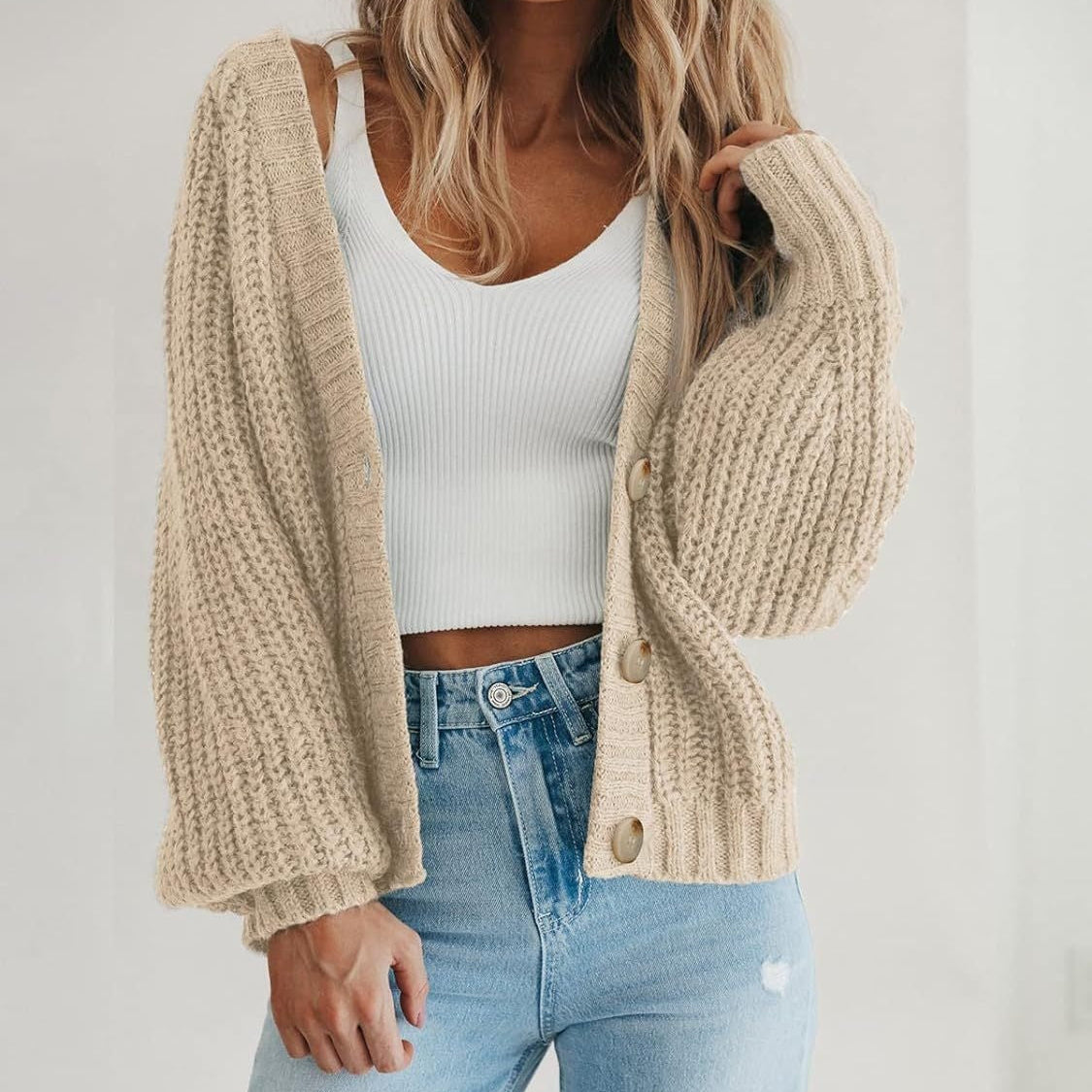 Mabel | Women’s Classic Knit Button-Up Long Sleeve Cardigan