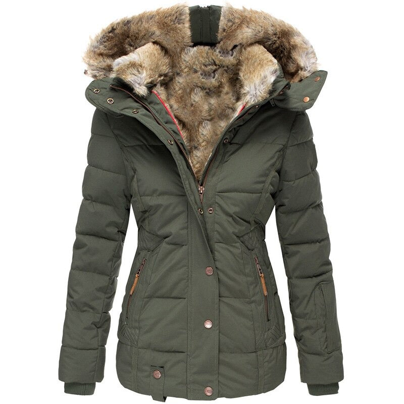 Chloe | Women’s Warm Down Puffer Jacket with Faux Fur Hood