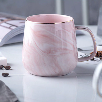 Gold Handle Ceramic Mug | Marble Pattern