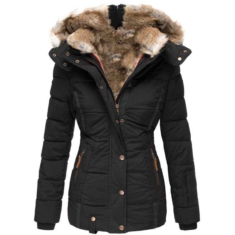 Chloe | Women’s Warm Down Puffer Jacket with Faux Fur Hood