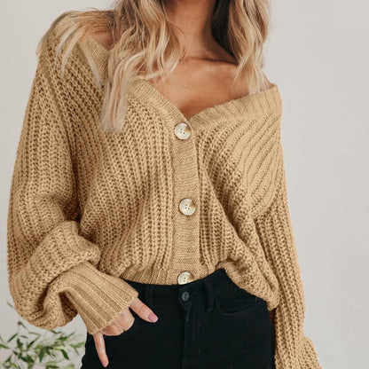 Mabel | Women’s Classic Knit Button-Up Long Sleeve Cardigan