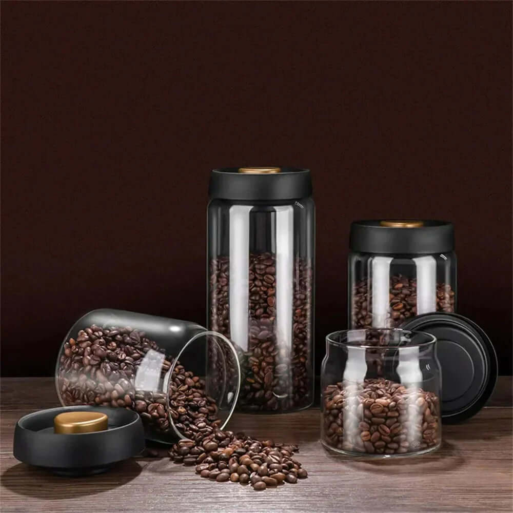 BrewVault Glass Bean Jar | Airtight Seal for Freshness & Rich Aroma Lock