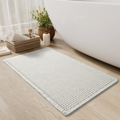 Quick-Dry Grip | Waffle Bath Mat with Decorative Tassels