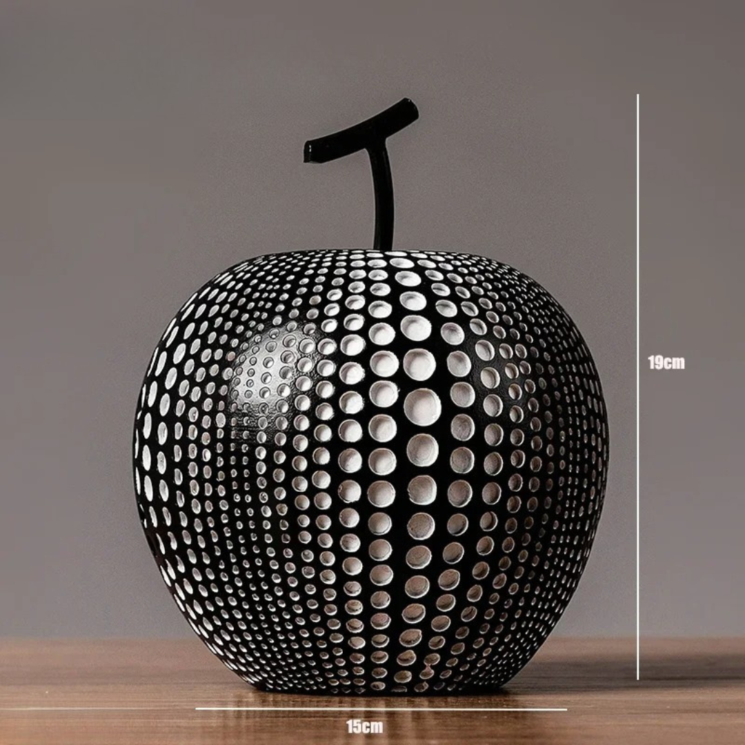 DotBlanc Apple Sculpture | Monochrome Polka Dot Décor with Modern Art Flair