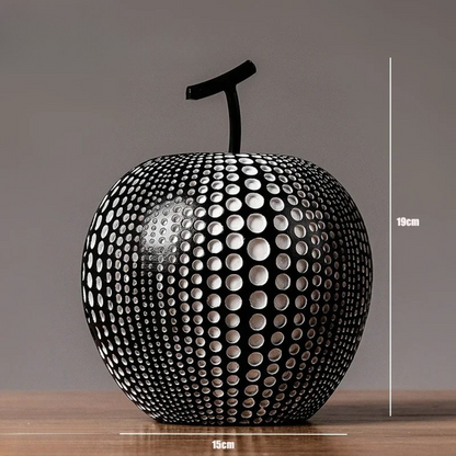 DotBlanc Apple Sculpture | Monochrome Polka Dot Décor with Modern Art Flair