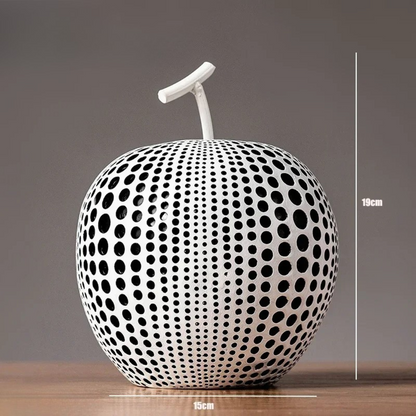 DotBlanc Apple Sculpture | Monochrome Polka Dot Décor with Modern Art Flair