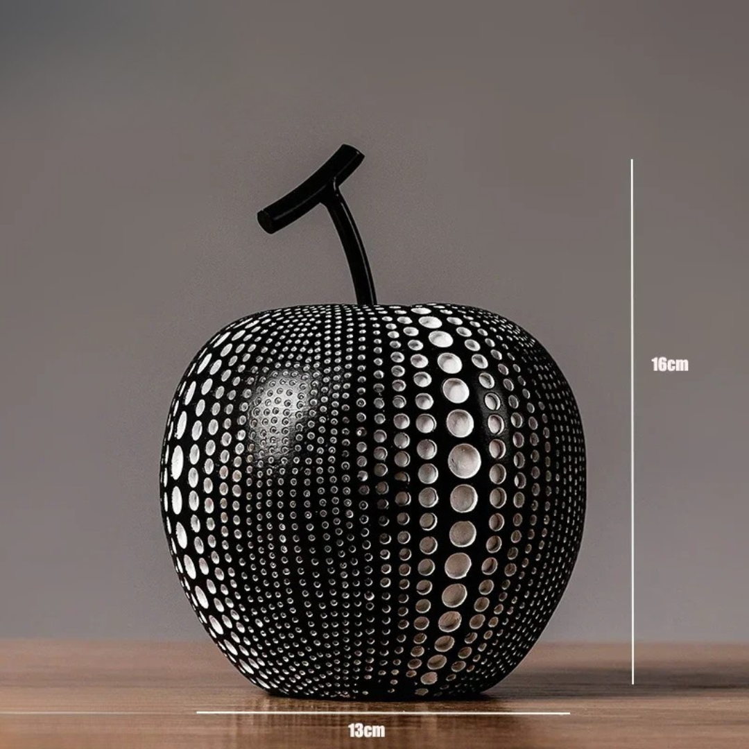 DotBlanc Apple Sculpture | Monochrome Polka Dot Décor with Modern Art Flair