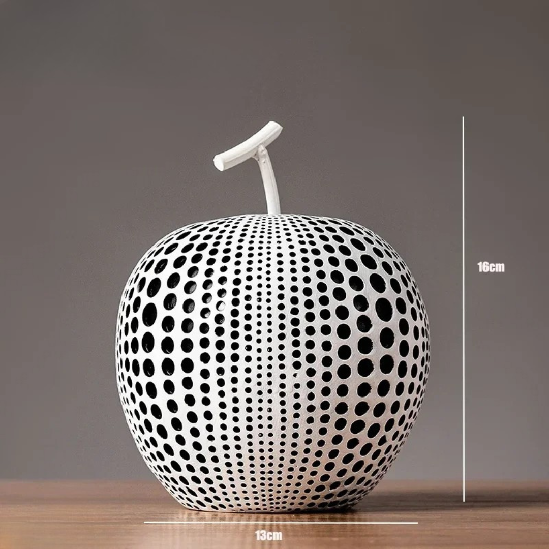 DotBlanc Apple Sculpture | Monochrome Polka Dot Décor with Modern Art Flair