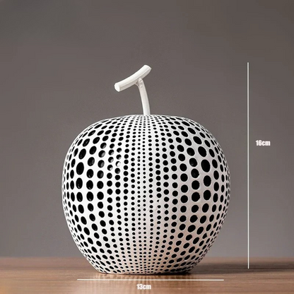 DotBlanc Apple Sculpture | Monochrome Polka Dot Décor with Modern Art Flair
