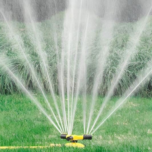 RainDancer OrbitSpray | 360° Rotating Lawn Sprinkler for Even, Adjustable Garden Coverage
