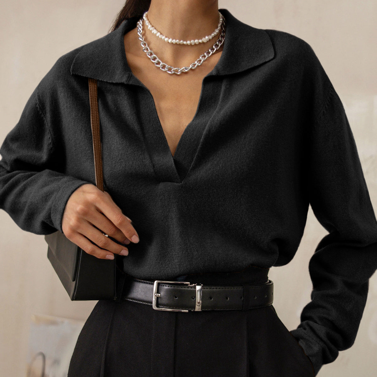 Maelle | Women’s Collared Sweater with Sleek Contemporary Style