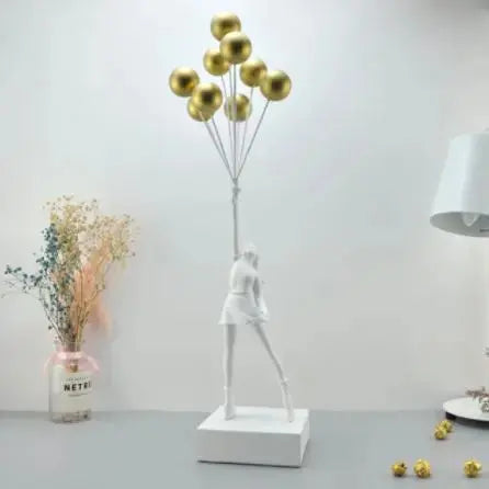 UrbanWhim Balloon Girl Statue | Banksy-Inspired Resin Art for Modern Spaces