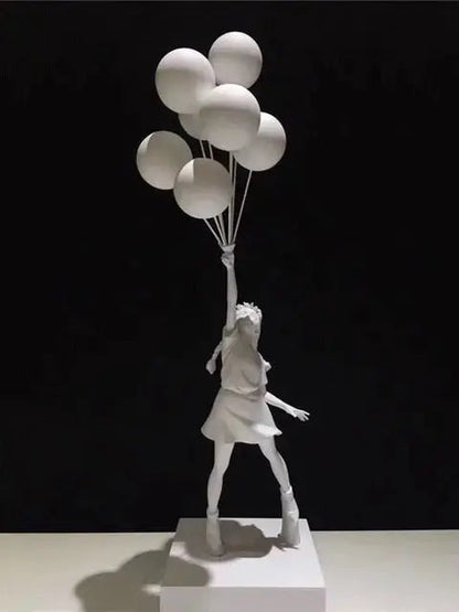 UrbanWhim Balloon Girl Statue | Banksy-Inspired Resin Art for Modern Spaces