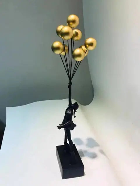 UrbanWhim Balloon Girl Statue | Banksy-Inspired Resin Art for Modern Spaces