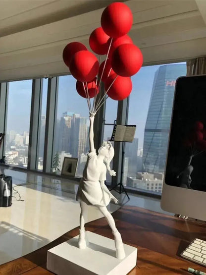 UrbanWhim Balloon Girl Statue | Banksy-Inspired Resin Art for Modern Spaces