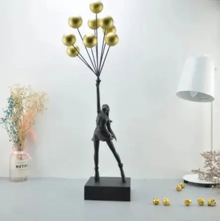UrbanWhim Balloon Girl Statue | Banksy-Inspired Resin Art for Modern Spaces