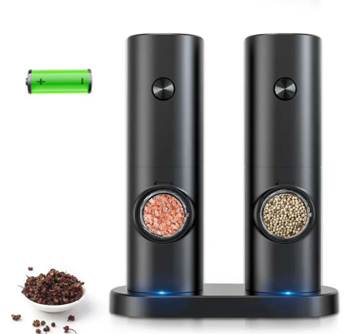 LumoGrind Electric Mill Set | LED-Lit Precision for Salt & Pepper, One-Touch Ease